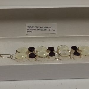 TRIPLET FIRE OPAL SMOKEY GEMSTONE BRACELET
